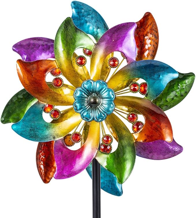 DREAMYSOUL Metal Wind Spinners Outdoor, 63" Kinetic Wind Spinners Colorful Wind Sculpture Yard Art for Garden Patio Lawn Decor