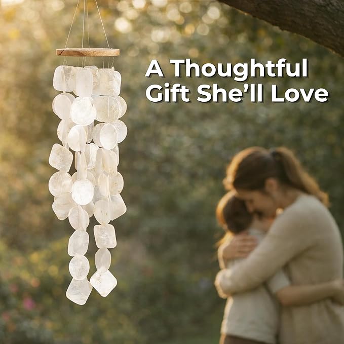 Solange & Frances Beach Decor, Wind Chimes for Outside, Elegant Sea Glass Decor Windchimes, Gifts for A Beach Lover, Natural Gifts, Mother's Day Beach Theme Gift