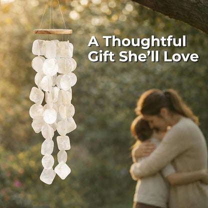 Solange & Frances Beach Decor, Wind Chimes for Outside, Elegant Sea Glass Decor Windchimes, Gifts for A Beach Lover, Natural Gifts, Mother's Day Beach Theme Gift