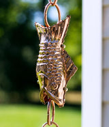 Good Directions 487P-8 Fish Rain Chain - 8.5 ft., with 4 Large Figures, Large Cups 100% Pure Copper