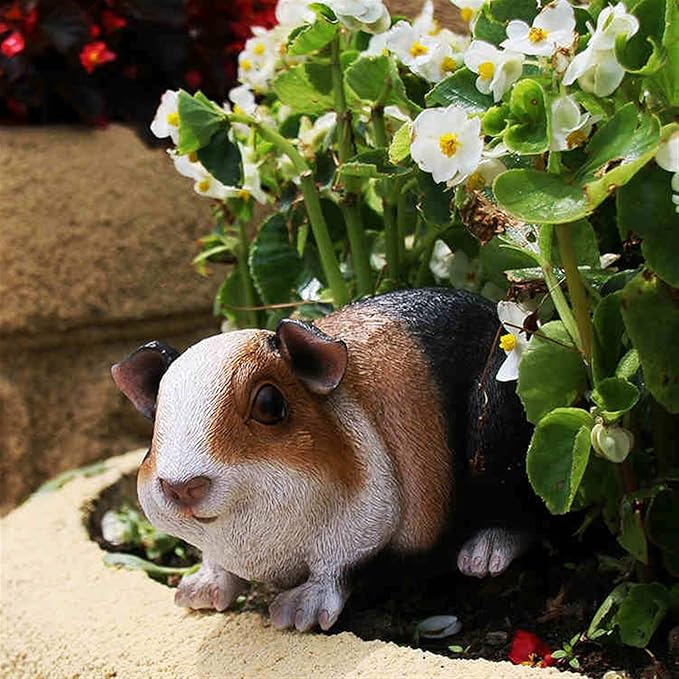 Outdoor Statues AO Guinea Pig Figurines Garden Cute Cartoon Animals Model Garden decor,3.9inch High
