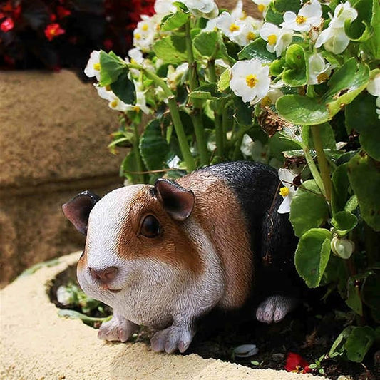 Outdoor Statues AO Guinea Pig Figurines Garden Cute Cartoon Animals Model Garden decor,3.9inch High