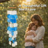 Solange & Frances Beach Decor Shell Wind Chimes for Outside, Sea Glass Wind Chimes, Gifts for a Beach Lover, Beachy Gifts for Women, Costal Decor, (Ocean Breeze)