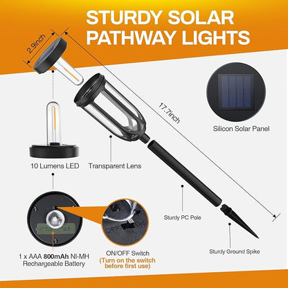 Barleit Solar Lights Outdoor 8 Pack, Solar Pathway Lights, Solar Lights Outdoor Waterproof IP65, Bright Auto On/Off Garden Lights, Solar Landscape Lights for Driveway Walkway Lawn Yard (Warm White)