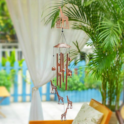 Giraffe Wind Chimes Outdoor Giraffe Gifts for Women/Men/Mom/Wife/Grandma Birthday Gifts Metal WindChimes for Outside/Indoors, Lawn, Patio, Home, Porch, Yard Decor, Garden Decoration