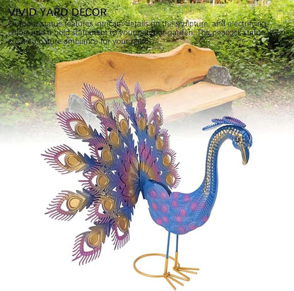 Peacock Garden Statue, Iron Sculpture Multicolor S - Elegant Outdoor Yard Decor, Weatherproof Patio Accent