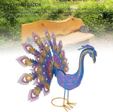 Peacock Garden Statue | Iron Yard Decor with Vivid Colors & Intricate Details | Outdoor Patio/Lawn/Porch Decoration | Freestanding Sculpture for Backyard