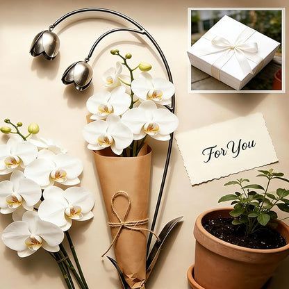 Metal Lily of The Valley Garden Sculpture,Handmade Metal Flower Garden Stake for Garden Decoration,Wrought Iron Lily of The Valley Sculpture for Patio, Pathway, Garden Decor Gift (2pc)