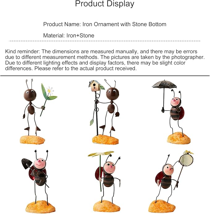 Metal Ant Garden Decor Sculpture Metal Garden Decor for Outside,Garden Sculpture Cute Ant Garden Statue for Backyard,Patio,Tree,Lawn (Yellow, 6PCS)