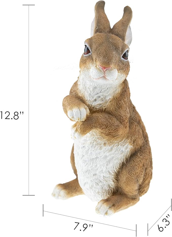 CLEVER GARDEN Rabbit Garden Statue Outdoor Décor, Resin Figurine Decoration for Lawn, Yard, Patio, Porch, and More