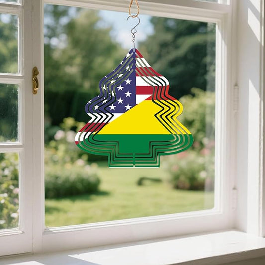 Bolivia Bolivian America Flag Wind Spinners Outdoor Tree Kinetic Sculptures Chimes 10 inch Decorative Tinplate Metal Art Christmas Decorations Garden Patio Yard Indoor Decor