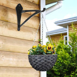 2 Piece 8-Inch Outdoor Decorative Iron Lantern Hooks for Wall Hanging Hummingbird Feeder Windchime Plant Hanger, Black