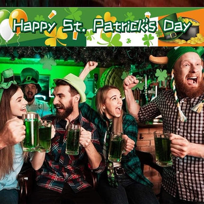 St Patricks Day Banner 120 * 20 inch St Happy St Patricks Day Decorations Backdrop Yard Signs Irish Holiday Decor Party Supplies Shamrock Buffalo Plaid Irishman Hanging Backdrop