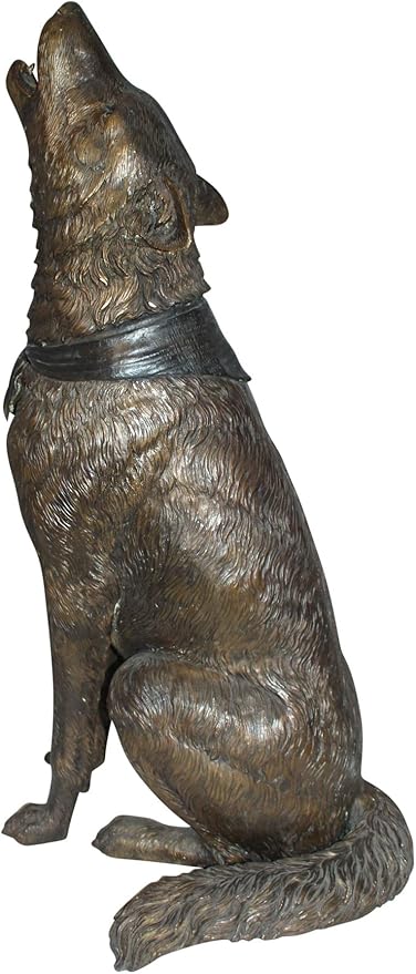 Nifao Howling Wolf Metal Garden Statue – Modern Hand-Finished Stunning Large Sculpture, Elegant Outdoor Décor for Yard, Patio, or Landscape for Animal Lovers, 16" L x 20" W x 37" H