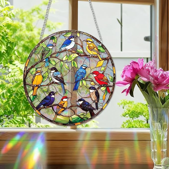 8 Inch Sun Catchers Indoor Window, Acrylic Rainbow Suncatcher Window Hanging Decoration for Living Room Bedroom Summer Home Balcony Ornaments Decoration (76 Bird)