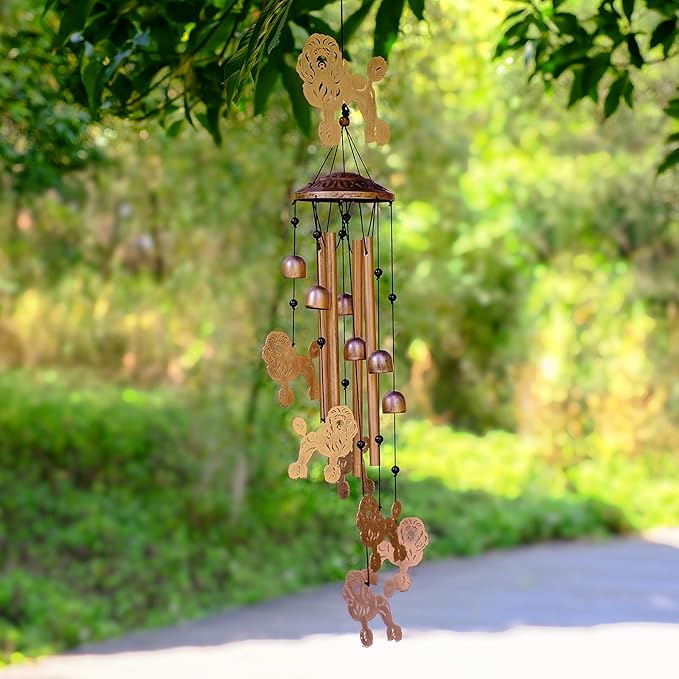GDNSFIT Poodle Wind Chimes for Outside, Metal Windchimes Outdoors, Poodle Gifts for Women/Men, Memorial/Birthday Gifts, Garden Decor for Outside, Patio or Yard, Durable Chimes for Outdoors