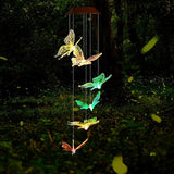 TDA Solar Wind Chimes Light Outdoor Changing Color Decorative Mobile Portable for Patio Walkway Pathway Backyard Landscape Decoration (Transparent Butterfly)