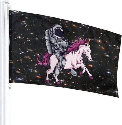 Astronaut Unicorn Flag 3x5 Ft Outdoor Indoor With Grommet Garden Yard Banner Decorative Sign
