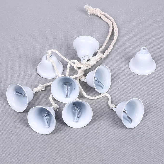 2 Pieces Witch Bells for Door Knob for Protection Handmade Decorative Door Hanging Bell Witch Wind Chimes for Boho Home Room Decor (White)