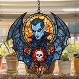 Dracula Halloween Acrylic Suncatcher Stained Glass Effect Window Car Hanging Christmas Ornament Indoor Outdoor Decor Garden Sun Catcher Panel for Halloween Lover for Women Mom Grandma