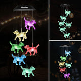 Crystal Dog Solar Wind Chimes Outdoor Color Changing Solar Mobile Lights LED Solar Powered Wind Chimes for Home Party Yard Garden Decor, Gifts for mom Birthday Gifts