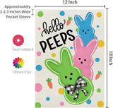 CROWNED BEAUTY Easter Garden Flag Bunny Peeps 12x18 Inch Double Sided Holiday Decoration for Outdoor Lawn Yard