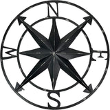 Zeckos Distressed Metal Nautical Compass Rose Wall Décor - Rustic 20-Inch Diameter Hanging Art with Vintage Black Enamel Finish - Perfect for Indoor and Outdoor Display