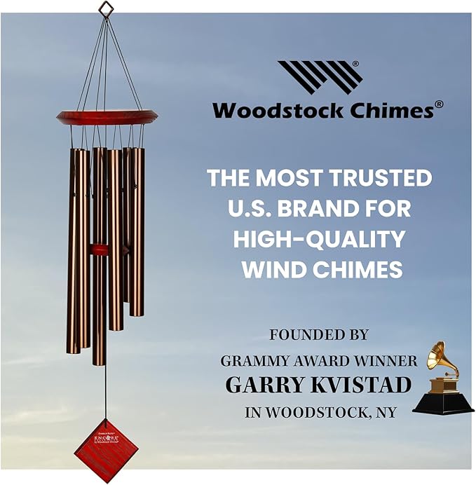 Woodstock Chimes Pluto Wind Chime for Outside 27" Bronze Small, Light Airy Sound for Outdoor Garden, Patio, Porch Decor, Encore Collection DCB27