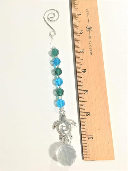 SEA Turtle Car Charm, Crystal Suncatcher, Handmade, Gift Wrapped, Mirror Decoration, Car Accessory, Sea Turtle Gift