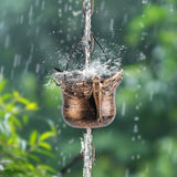 Dragonfly Bronze Cup Rain Chain, 105.5" Metal Rain Catcher Chain for Gutters, Decorative Outdoor Rain Chain with Vintage Finish, Garden Yard Patio Downspout Diverter Ornament