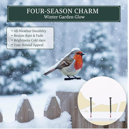 6 PCS Color Painted Metal Bird Sculptures - Vivid 2D Garden Decor for Outdoor Fences, Patio, Yard for Bird Lovers