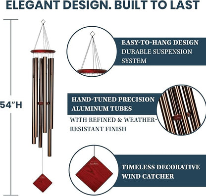Woodstock Chimes Neptune Wind Chime for Outside 54" Large Bronze, Deep Tone Sound for Outdoor Garden, Patio, Porch Decor, Encore Collection DCB54