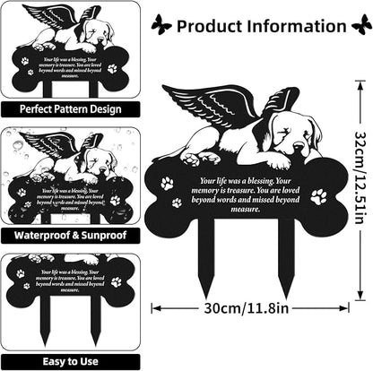Rngmsi Metal Pet Grave Markers Dog, Dog Memorial Grave Markers Outdoor, Garden Plaque Decorations for Cemetery Pets (8 X 12 Inches)