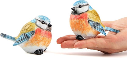 Smadeer Bird Statue for Garden Decoration,A Set of 2 Pieces Garden Sculptures & Statues,Animal Bird Figurine for Outdoor Yard Porch Lawn Patio Shelf Bookshelf Decor,Small Bird Ornament