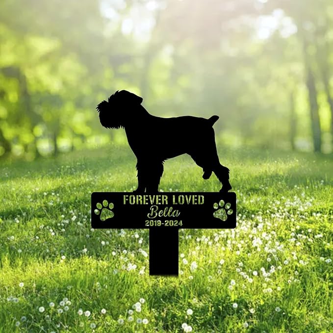 Custom Brussels Griffon Dog Metal Memorial Garden Stake Personalized Pet Grave Marker Name Sign Remembrance Stake Decor Sympathy Dog Loss,Outdoor Statues for Yard Garden Lawn Patio Pathway Grave.