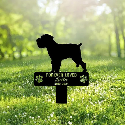 Custom Brussels Griffon Dog Metal Memorial Garden Stake Personalized Pet Grave Marker Name Sign Remembrance Stake Decor Sympathy Dog Loss,Outdoor Statues for Yard Garden Lawn Patio Pathway Grave.