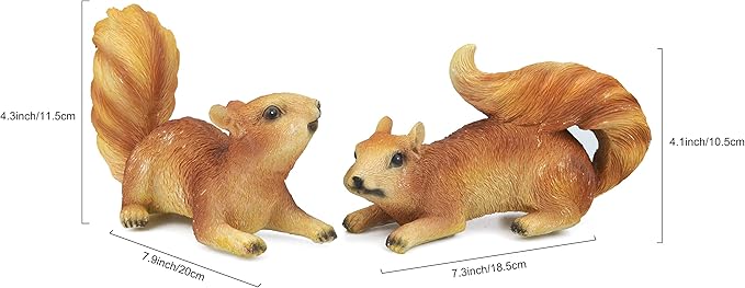 2pcs Squirrel Hanging Statues for Garden Decoration, Outdoor Hanging Tree Décor with Screws and Hooks, for Tree Trunk, Garden, Yard, Patio- 7.9 Inch (2 Squirrels)