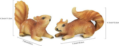 2pcs Squirrel Hanging Statues for Garden Decoration, Outdoor Hanging Tree Décor with Screws and Hooks, for Tree Trunk, Garden, Yard, Patio- 7.9 Inch (2 Squirrels)