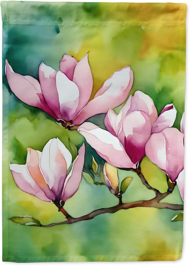 Caroline's Treasures Mississippi Magnolia in Watercolor House Flag Large Porch Sleeve Pole Decorative Outside Yard Banner Artwork Wall Hanging, Polyester, House Size, Multicolor