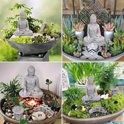 Meditation Buddha Zen Garden Accessories - Miniature Buddha Garden Decoration Micro Landscape Fairy Garden Terrarium Decor DIY Tabletop Rock Sand Garden Ornaments Zen Gifts Zen Decor Indoor Outdoor