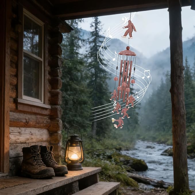 Colorful Bigfoot Wind Chimes Outdoor,Funny Metal Windchimes for Garden Patio Yard Decor Playful Sasquatch Gifts Novelty Bigfoot Lovers Present Father's Day Birthday Gift for Dad Grandpa