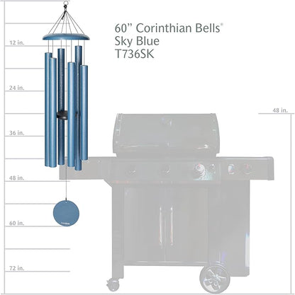 Corinthian Bells by Wind River - 60 inch Sky Blue Wind Chime for Patio, Backyard, Garden, and Outdoor décor (Aluminum Chime) Made in The USA