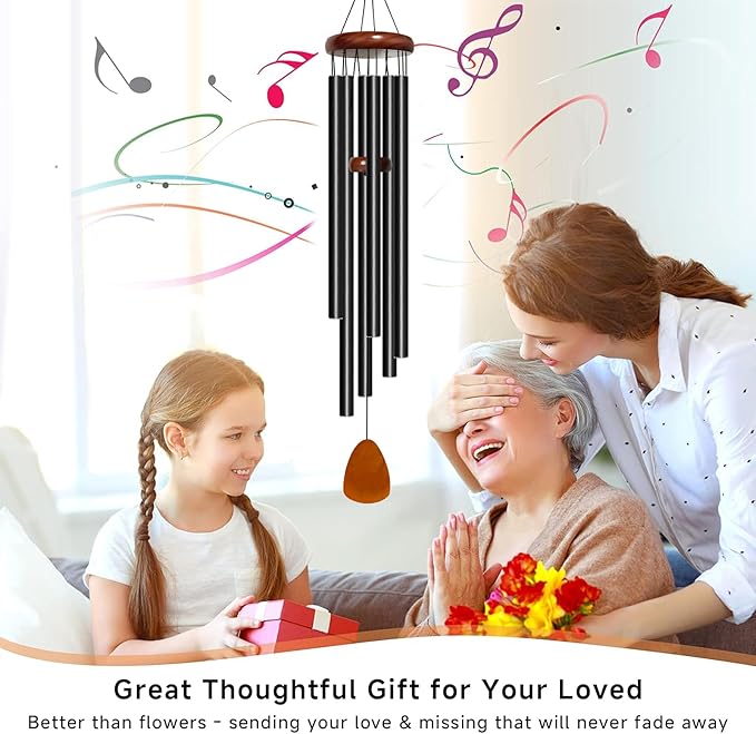 Bursvik Wind Chimes for Outside Deep Tone, 50 inch Large Wind Chimes, 6 Heavy Duty Tubes Aluminium Metal Extra Large Wind Chime, Decoration for Garden, Patio, Yard, Gift for Mother's Day(Waterdrop)