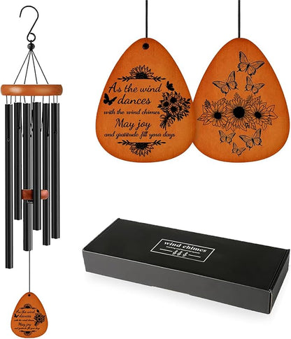 Thank You Gifts, Appreciation Wind Chime with Thank You Message, Gratitude Gifts for Mother, Gratitude Gift for Women, Friends, Family, Teachers, Coworkers, Employee Appreciation Gift (Black)