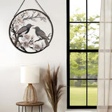 POXOHO Metal Bird Wall Art, 12" Round Wall Decor, Dark Brown, For Living Room, Bedroom, Office