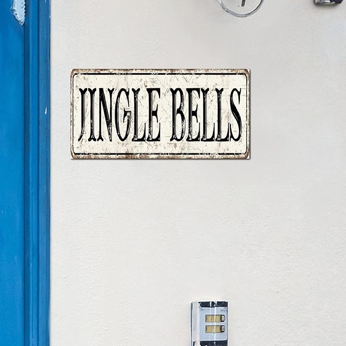 Madcolitote Personalized Jingle Bells Street Sign Vintage Jingle Bells Wood Signs Wall Art Rustic Wall Decorations for Living Room Home Decor for Home Man Cave Gate Garden Bars Cafes 6x12in