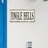 Madcolitote Personalized Jingle Bells Street Sign Vintage Jingle Bells Wood Signs Wall Art Rustic Wall Decorations for Living Room Home Decor for Home Man Cave Gate Garden Bars Cafes 6x12in
