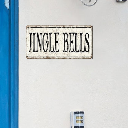 Madcolitote Personalized Jingle Bells Street Sign Vintage Jingle Bells Wood Signs Wall Art Rustic Wall Decorations for Living Room Home Decor for Home Man Cave Gate Garden Bars Cafes 6x12in