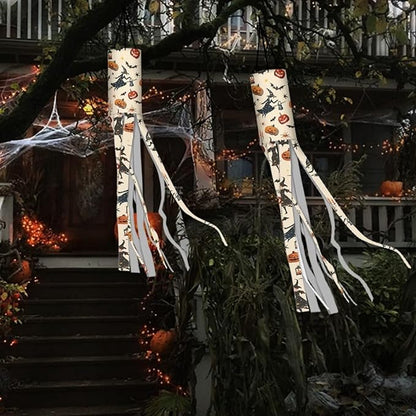 Jeiento Halloween Ghost Windsock 2 Pack Holiday Party Wind Socks for Home Yard Outdoor Decor 40 Inch Wind Sock Outdoor Hanging Decor,