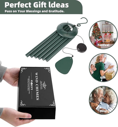 FSVGYY Wind-Chimes-Outdoor-Deep-Tone, Large Soothing Melodic Tones Windchimes, Wind Chimes for Outside, Memorial Wind Chime Best Gift for Mom Women Grandma Neighbors(32" Forest Green Coated Aluminum)